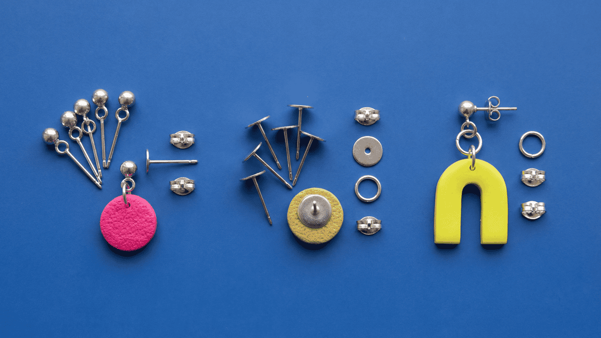 Polymer Clay Stud Toppers, Flat Pads, and Connector Rings