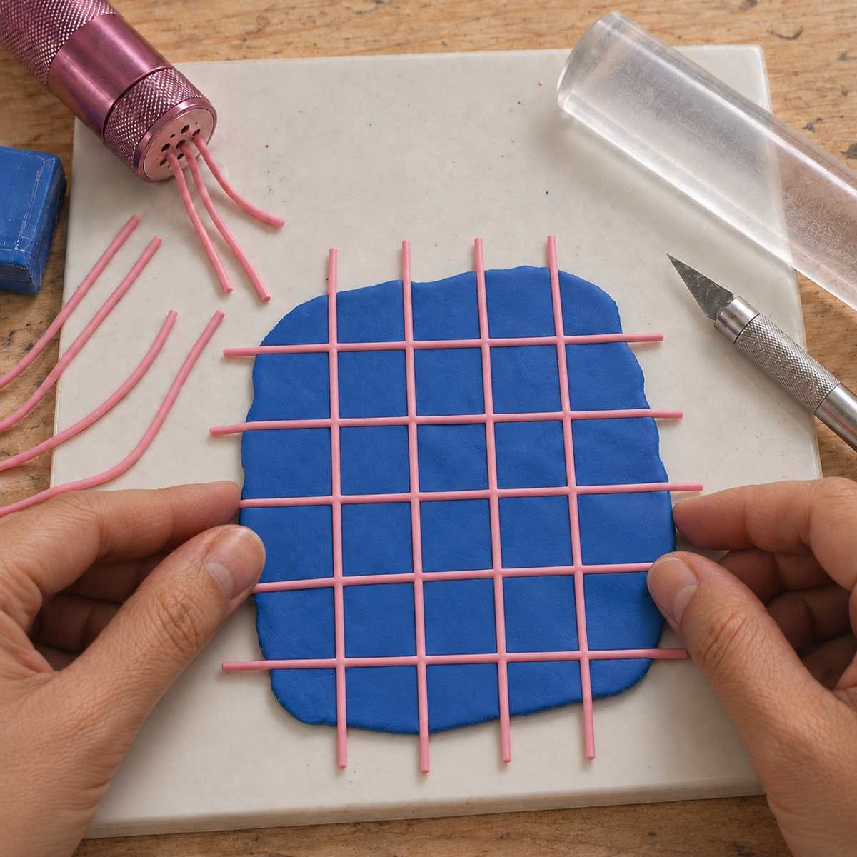 How to make grid-patterned polymer clay slabs