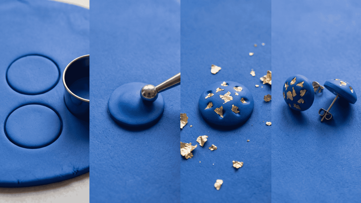 Polymer Clay Domed Studs, Metallic Inlay, and Gilded Details
