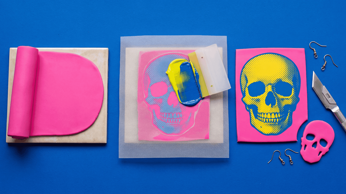 Polymer Clay Silkscreens, Stencils, And Halftone Graphic Slabs