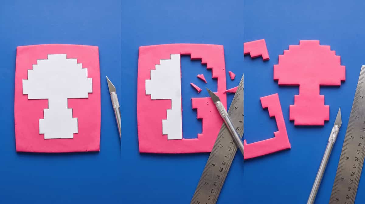 How to Cut 8-Bit Pixel Polymer Clay Earrings (Staircase Tutorial)