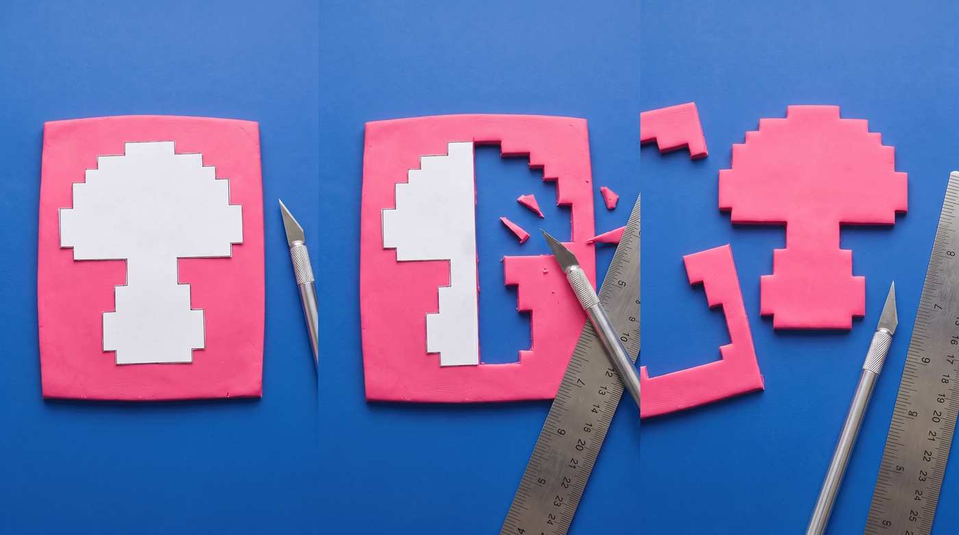 Cut 8-Bit Pixel Polymer Clay Earrings: Staircase Guide