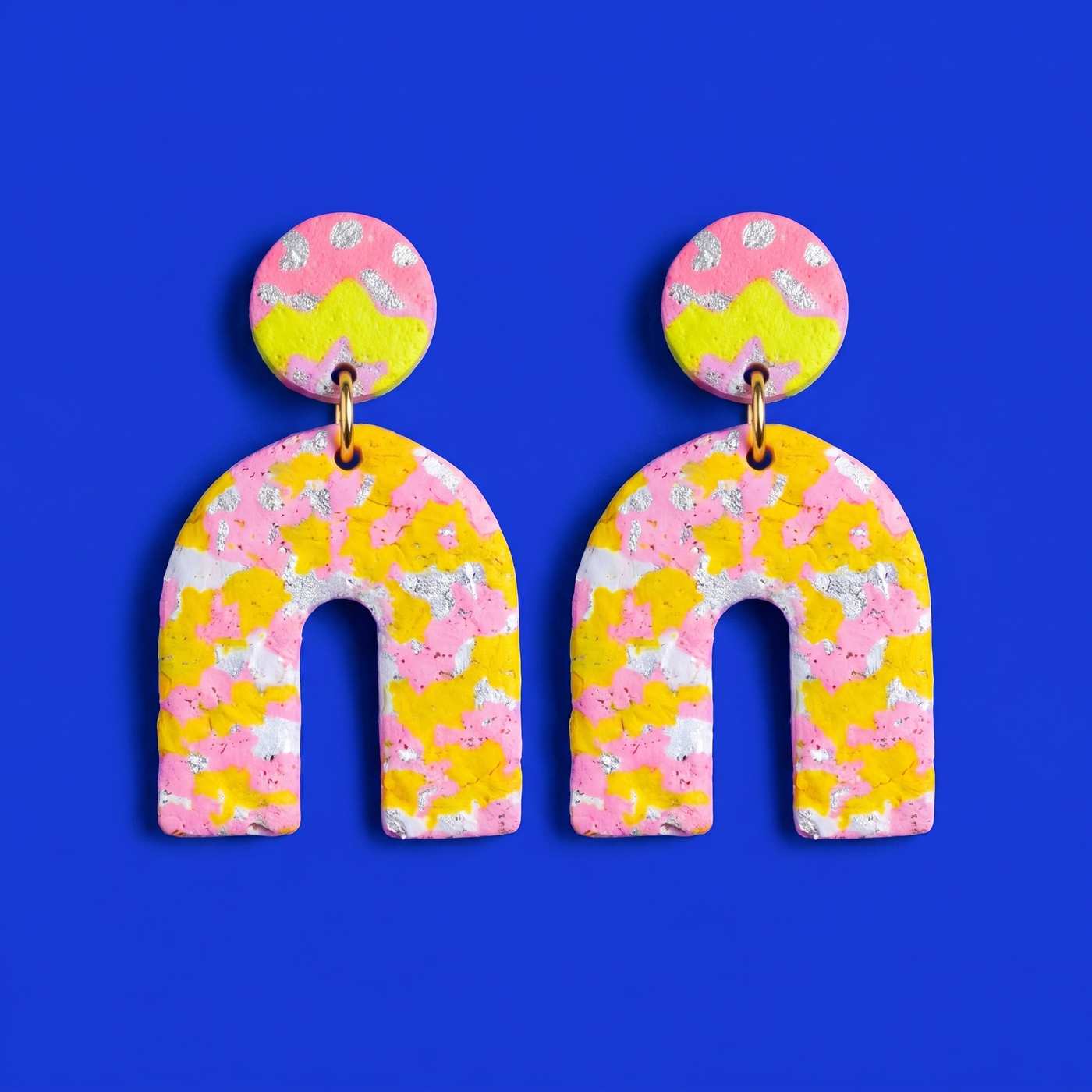 Pink Leopard Print Arch Dangle Earrings