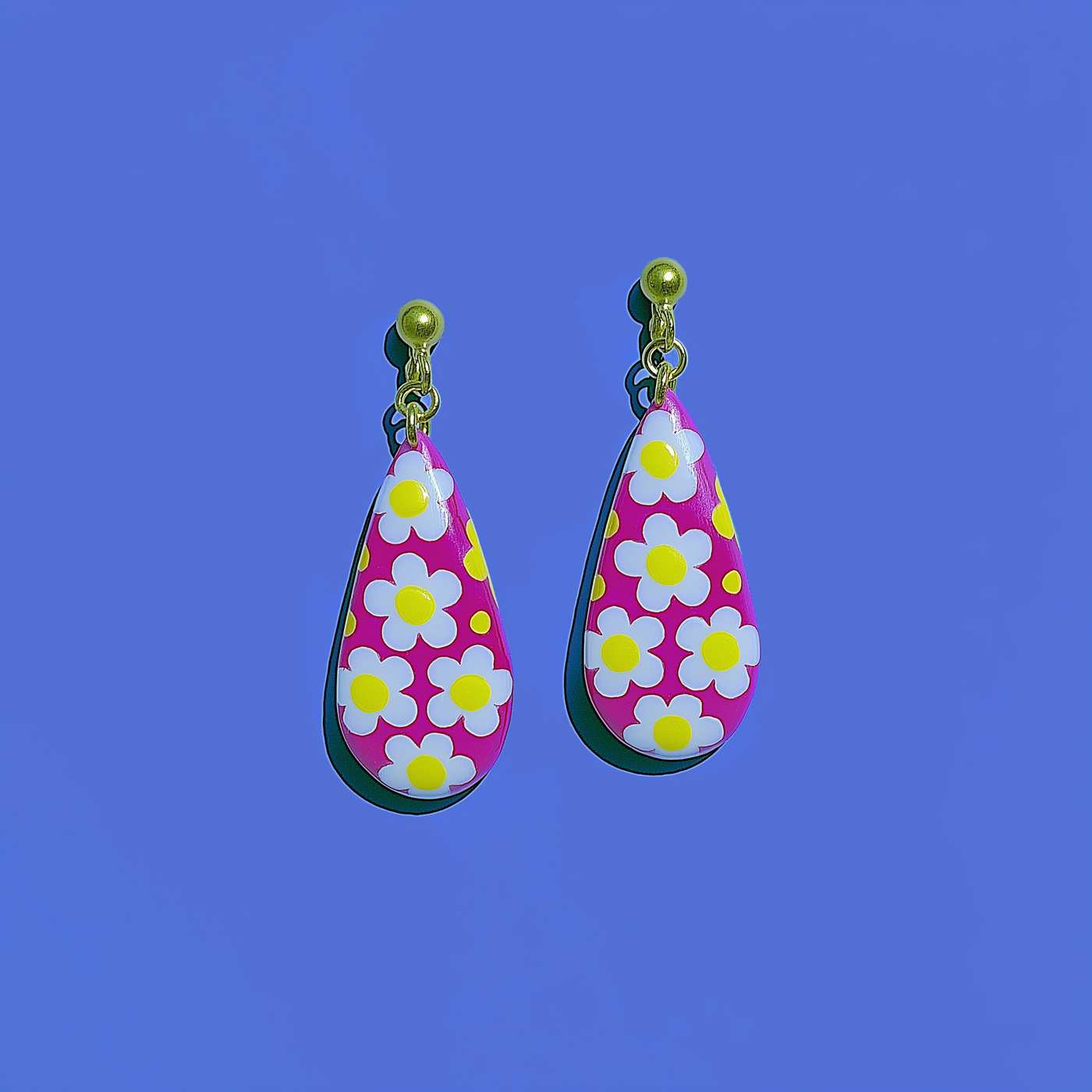 Daisy Cane Teardrop Dangle Earrings