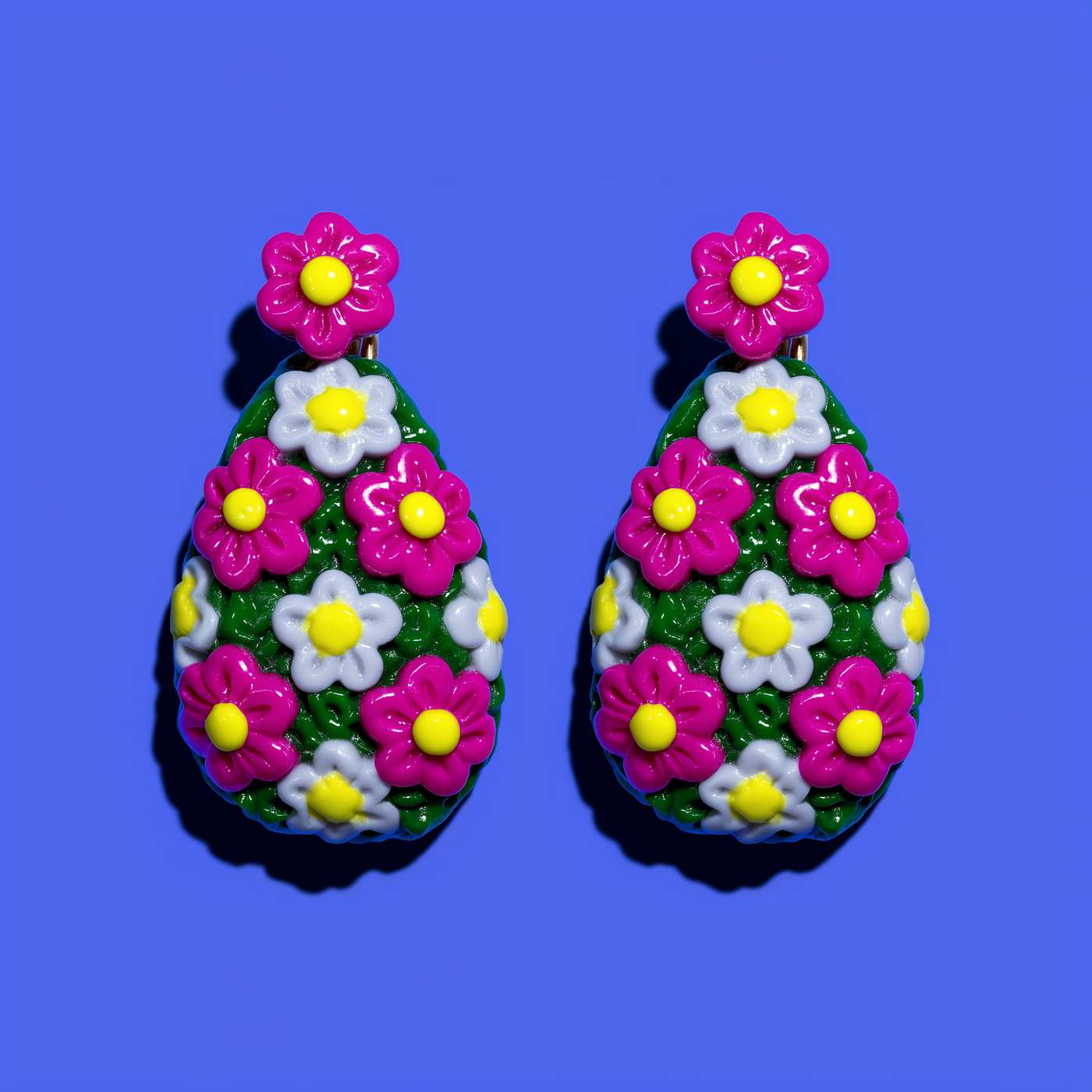 Magenta Millefiori Statement Dangle Earrings