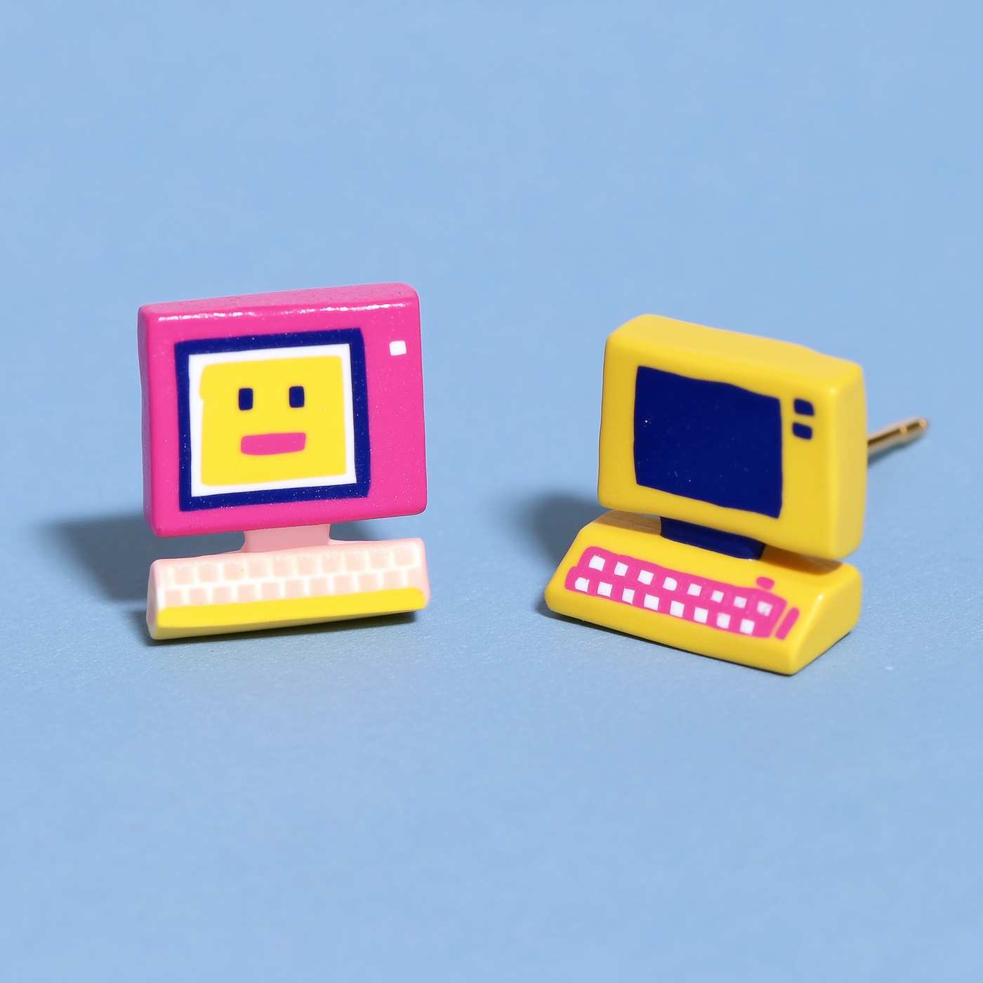 Mismatched Retro 3D Computer Stud Earrings