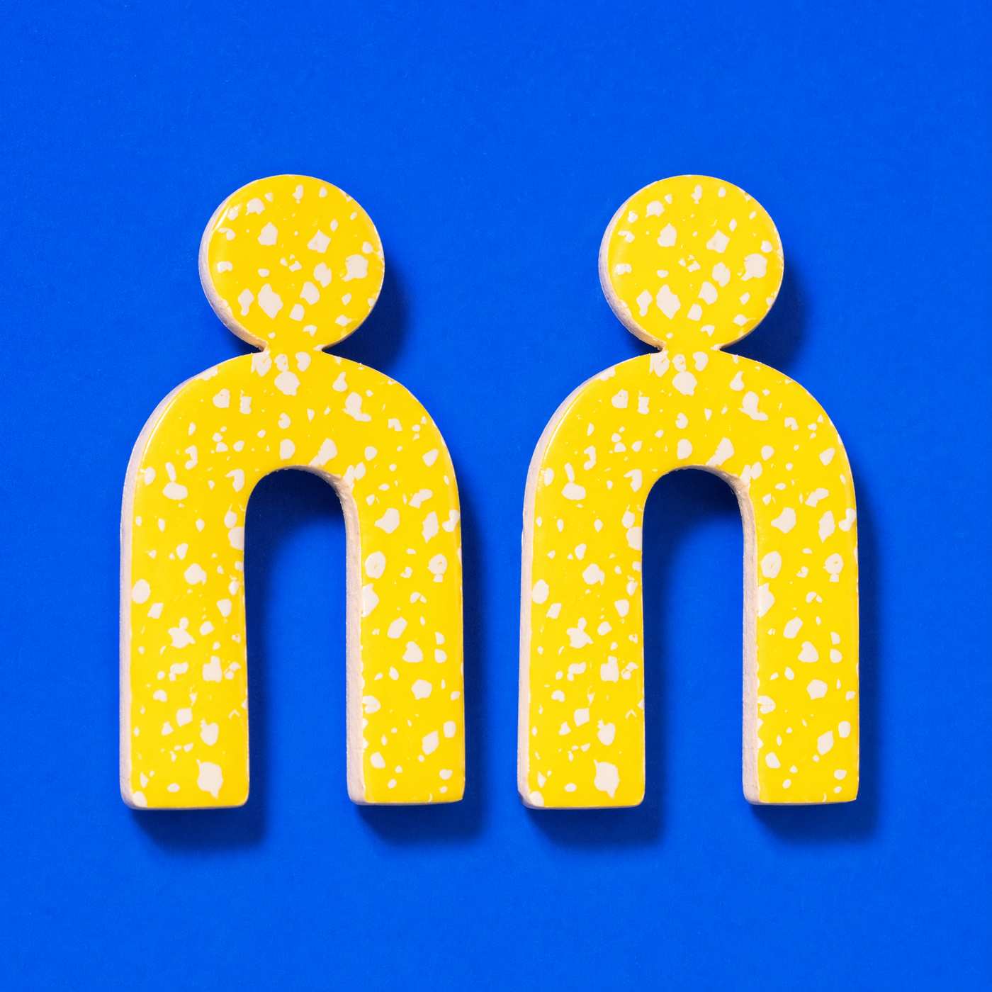 Yellow Speckled Arch Stud Earrings