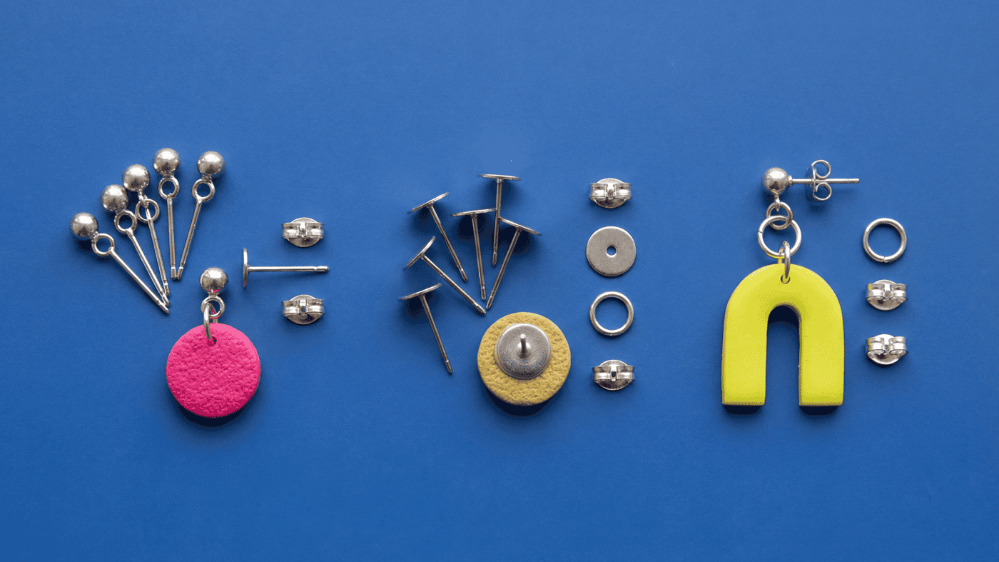 Polymer Clay Stud Toppers, Flat Pads, and Connector Rings