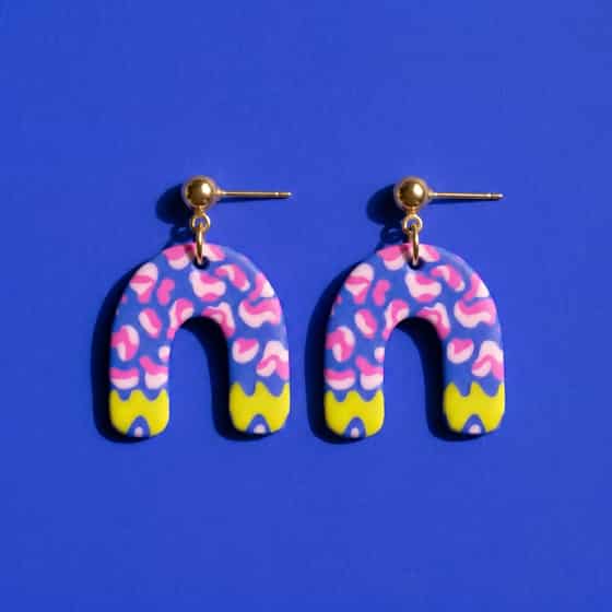 Abstract Cobalt Squiggle Arch Dangle Earrings