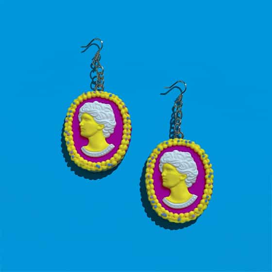 Neon Cameo Statement Dangle Earrings