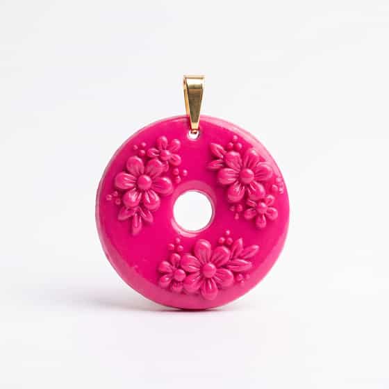 Hot Pink Floral Medallion Necklace