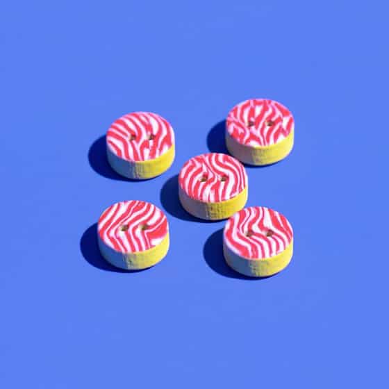 Coral-Pink & White Wavy Buttons