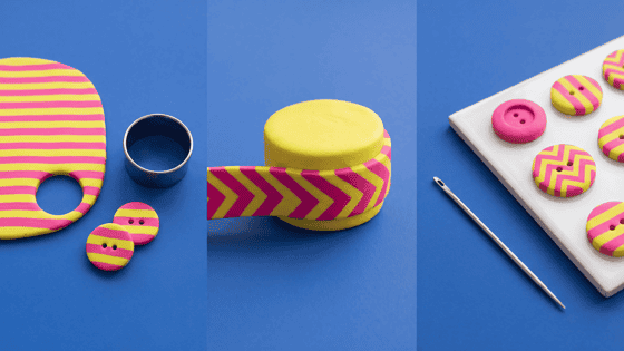 Polymer Clay Striped Buttons: Chevron Wraps and Drum Blanks