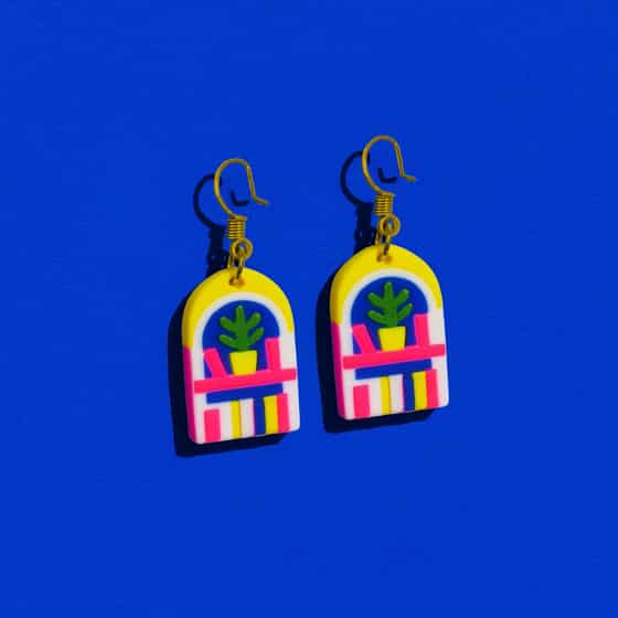 Bookshelf Arch Statement Dangle Earrings