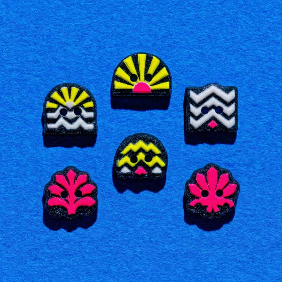 Black & Neon Art Deco Button Set