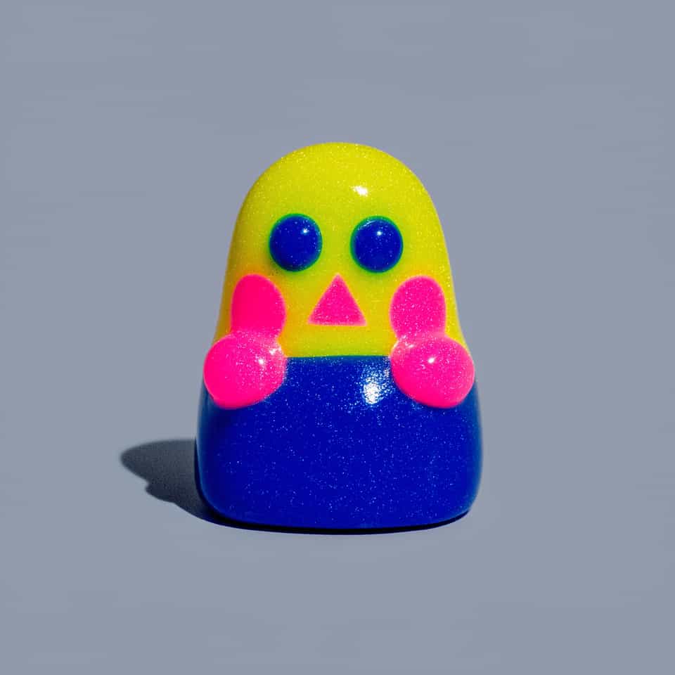 Glittery Yellow & Navy Blob Desk Buddy Figurine