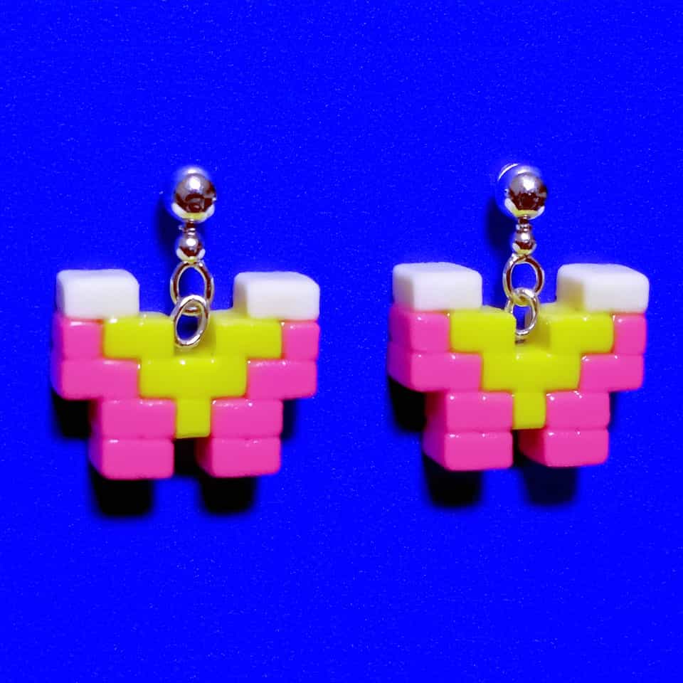 Chunky Pixel Butterfly Dangle Earrings