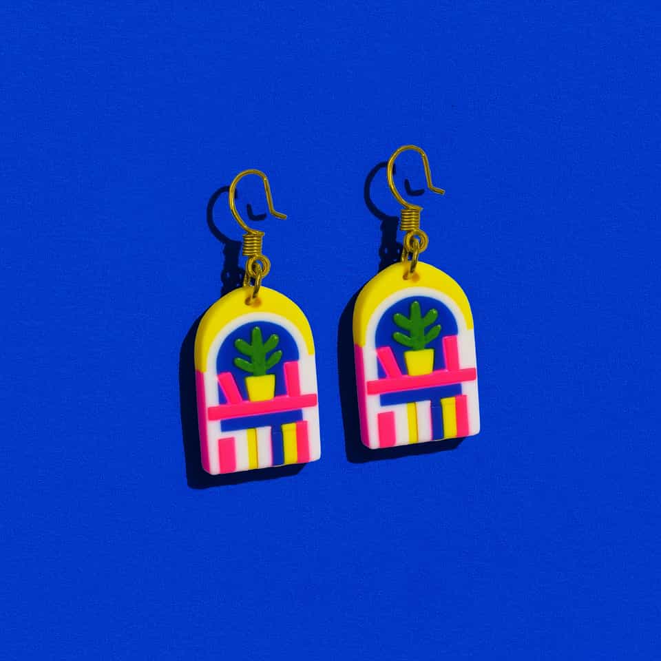 Bookshelf Arch Statement Dangle Earrings