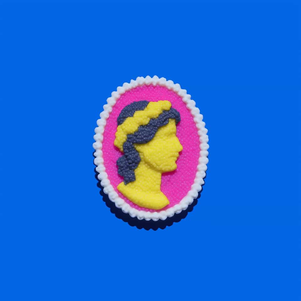 Textured Pink & Yellow Cameo Pin