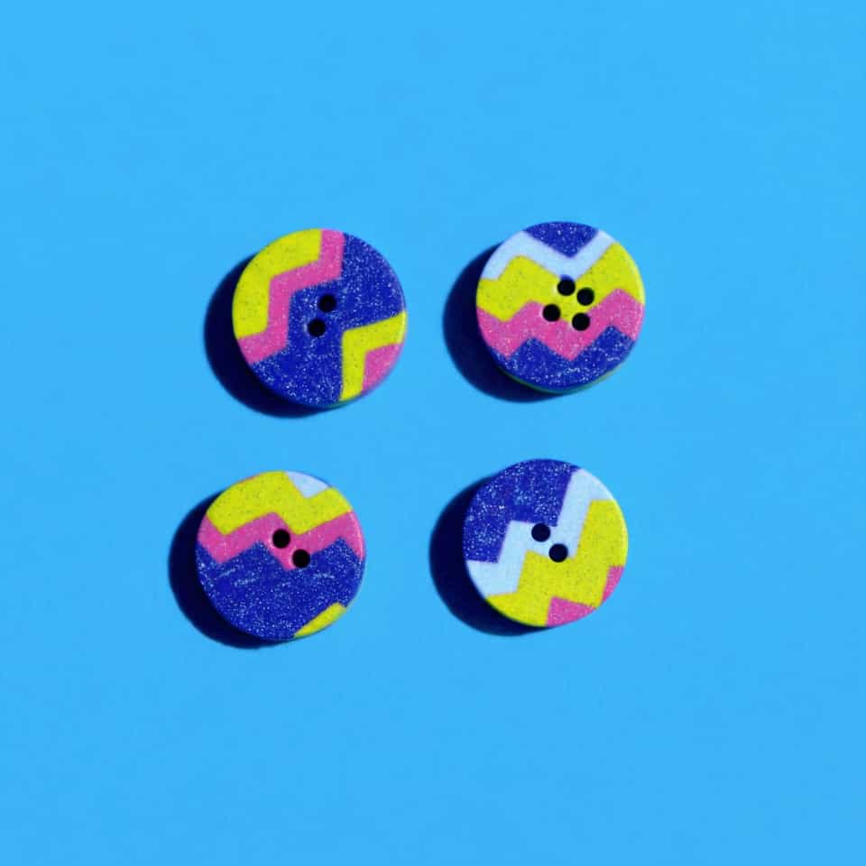 Cobalt & Pink Chevron Button Set