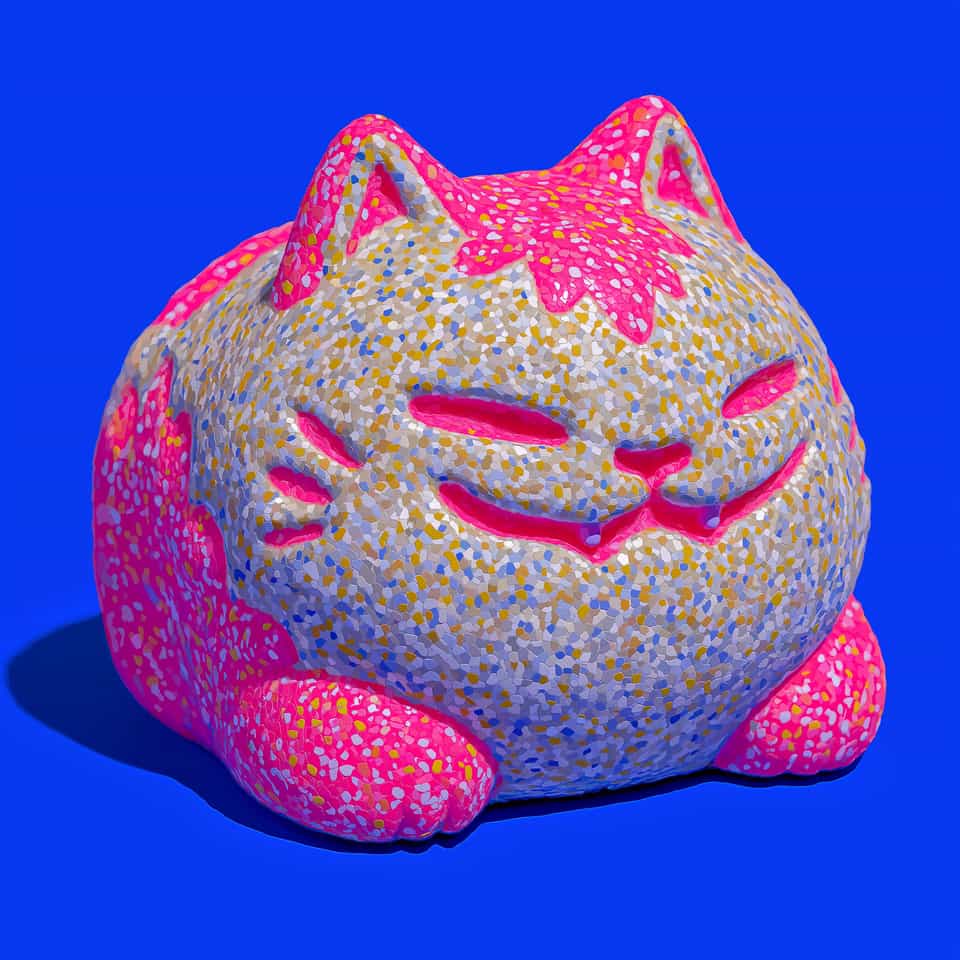 Pink Curled Terrazzo Cat Loaf Figurine