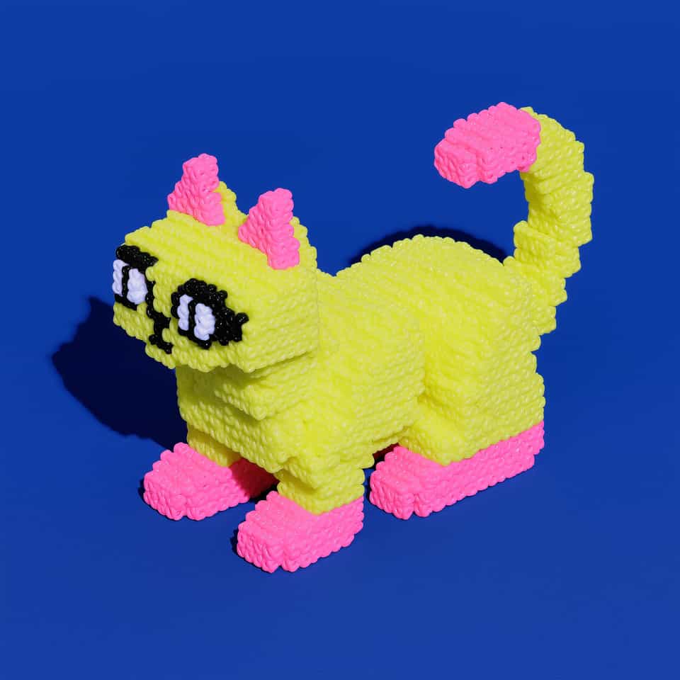 Fuzzy Pixel Cat Desk Buddy Figurine