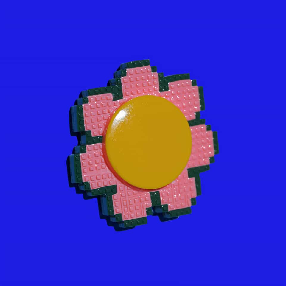 Grid Pixel Flower Pin