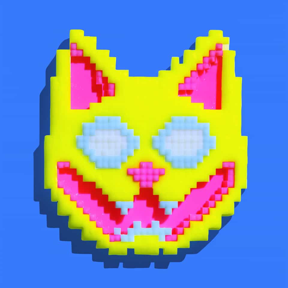 Grinning Pixel Cat Pin