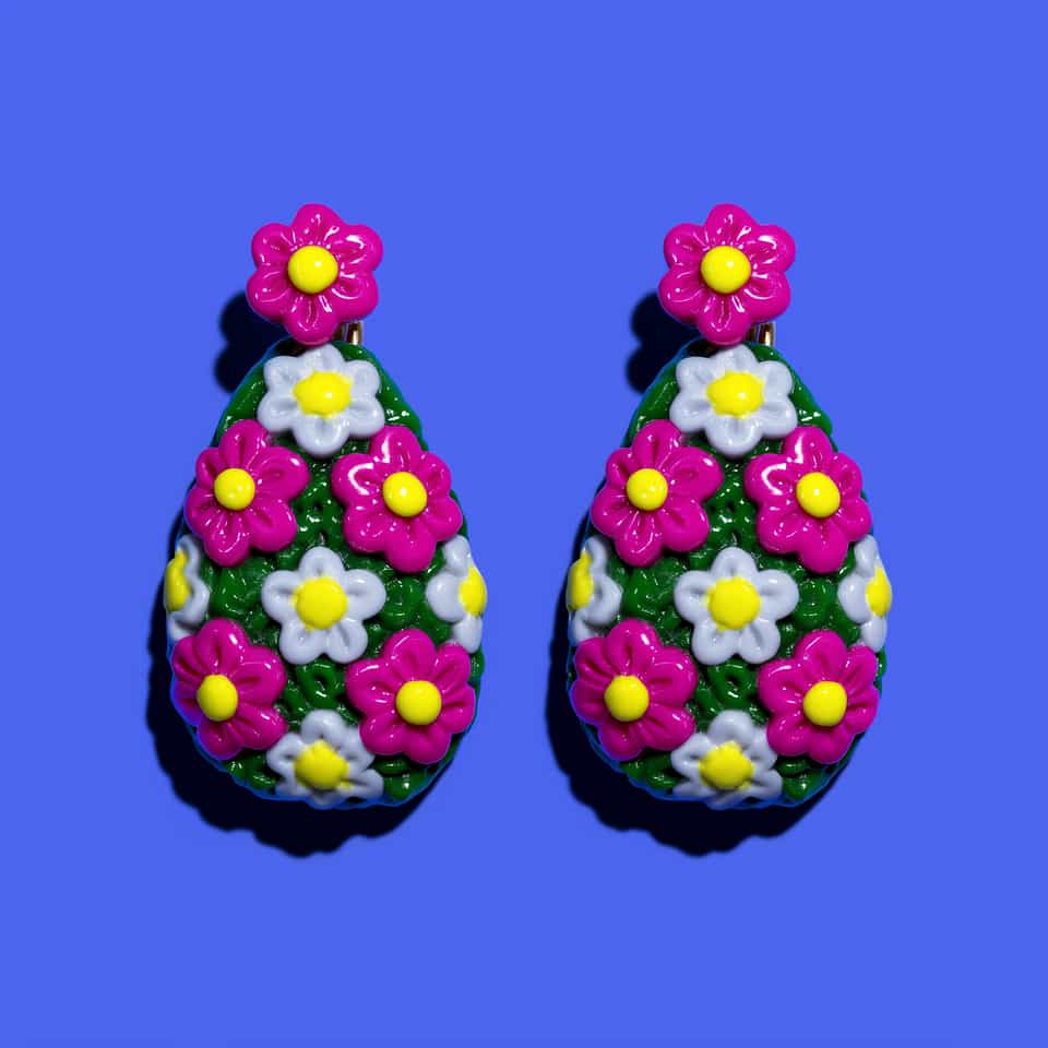 Magenta Millefiori Statement Dangle Earrings