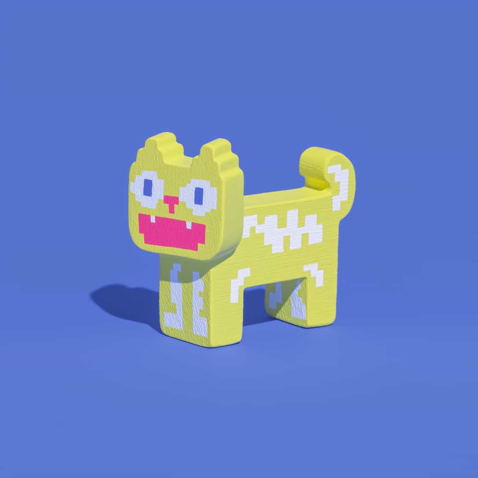 Pixel Skeleton Cat Desk Buddy Figurine