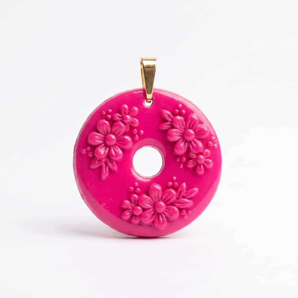 Hot Pink Floral Medallion Necklace