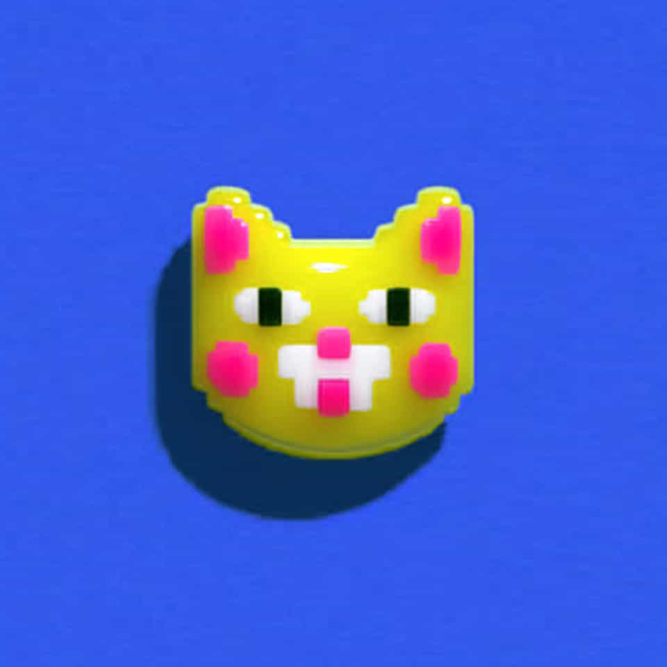 Yellow Pixel Cat Face Pin