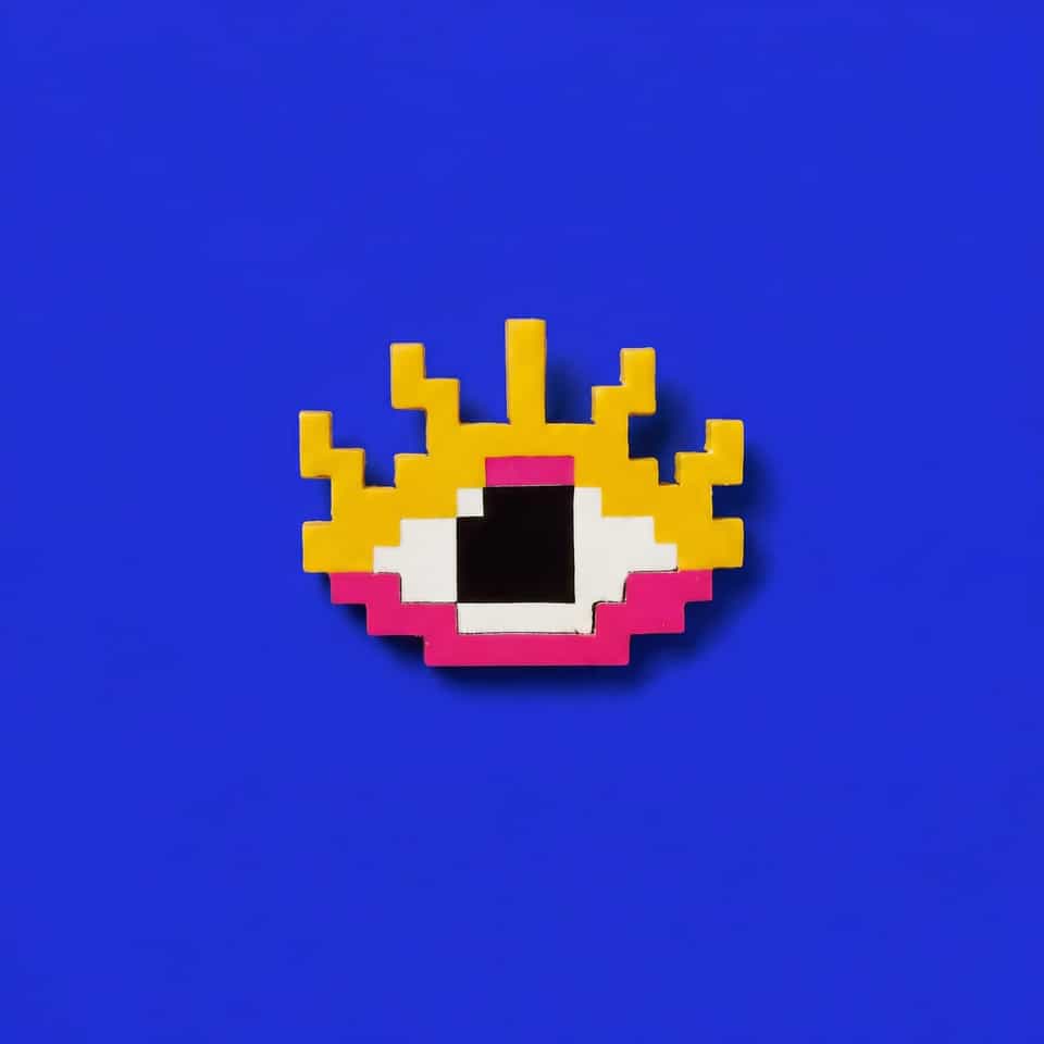 Yellow Pixel Eye Pin