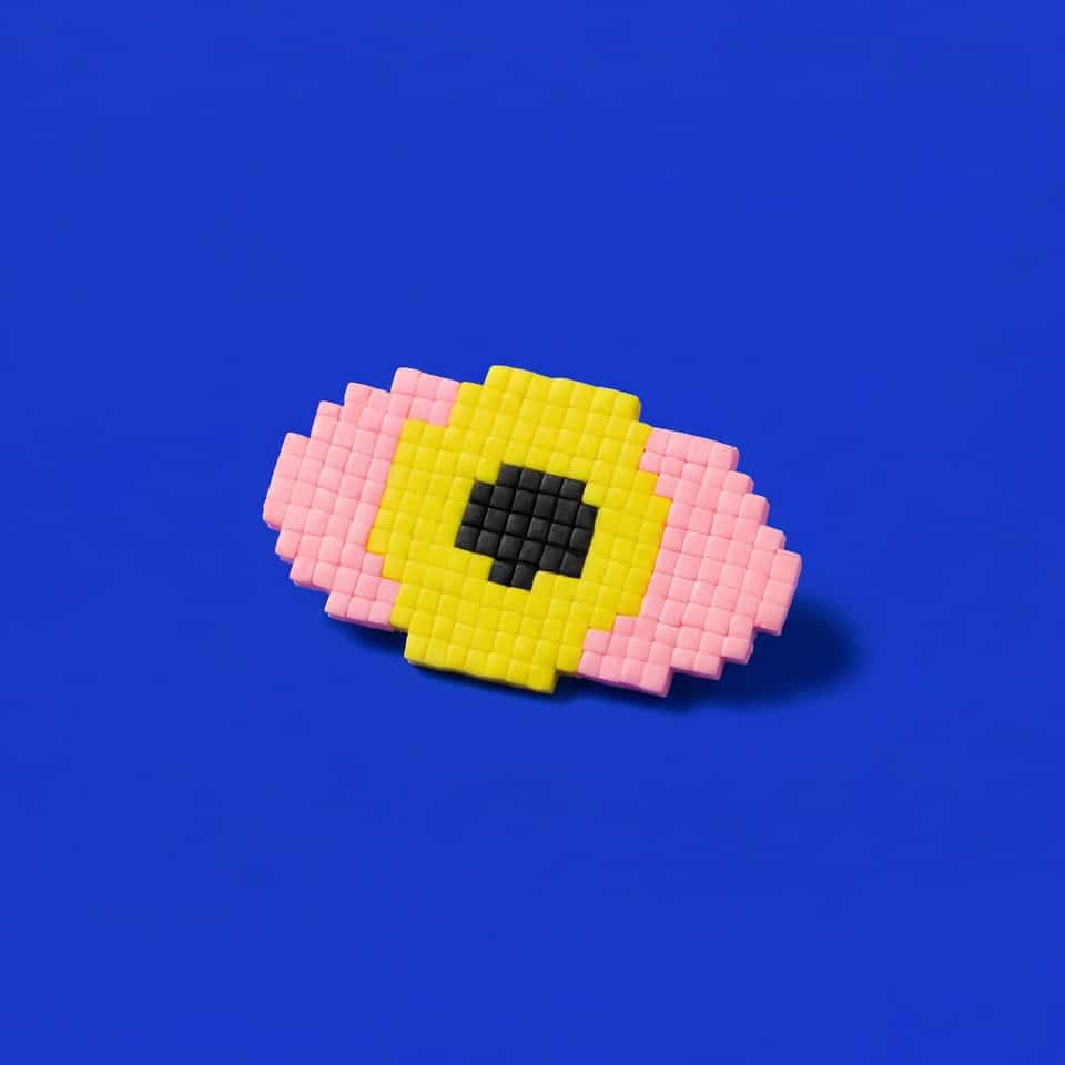 Pink Pixel Eye Tile Pin