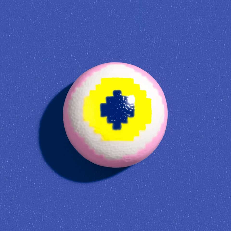 Pink & Yellow Pixel Eyeball Pin