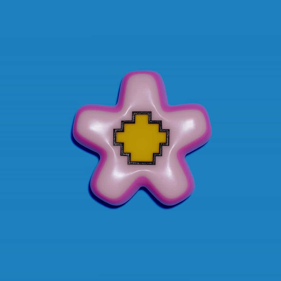 Puffy Pink Pixel Flower Pin