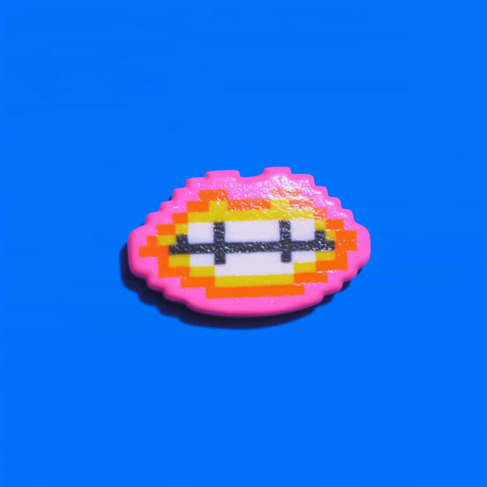 Pink & Yellow Pixel Lips Pin