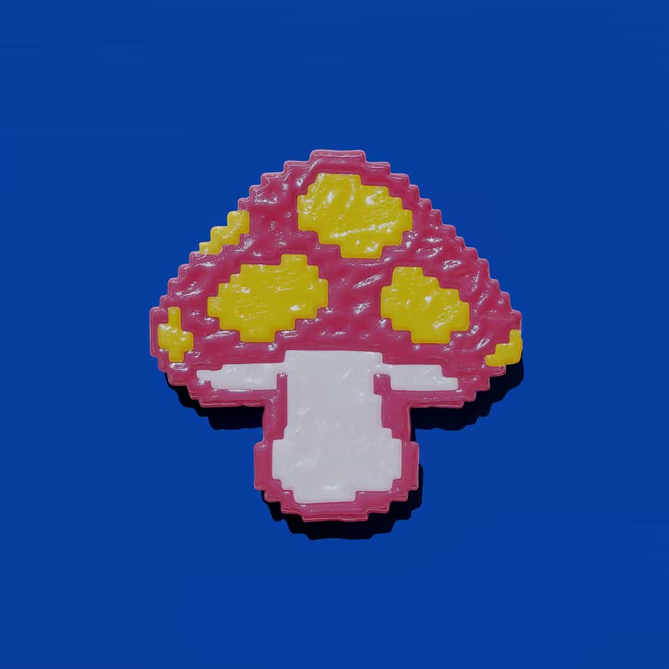 Pink Pixel Mushroom Pin
