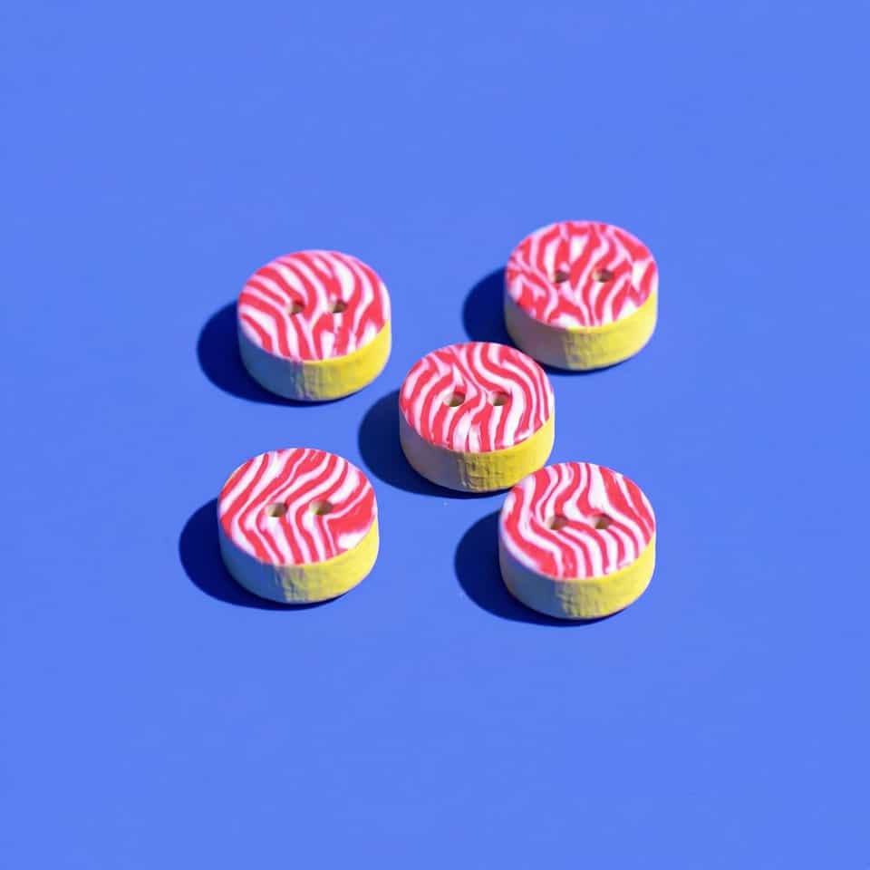 Coral-Pink & White Wavy Buttons