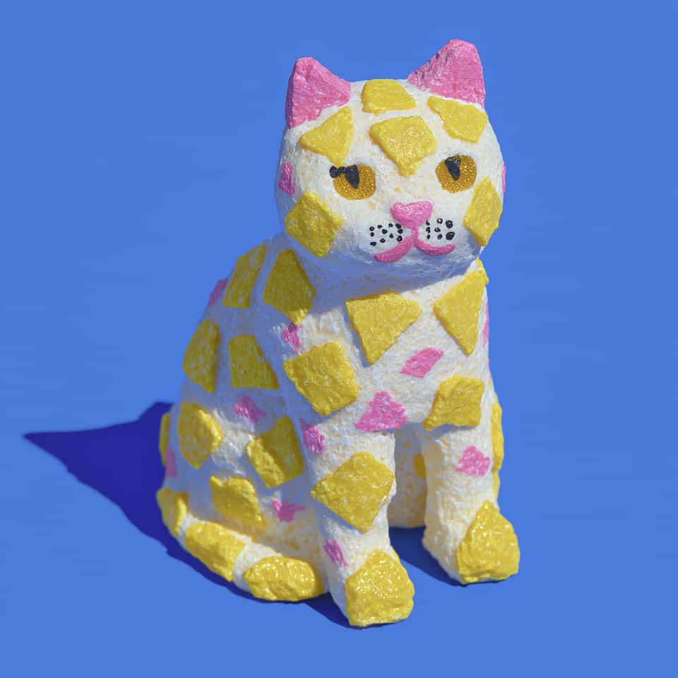 Seated Terrazzo Cat Desk Buddy Figurine