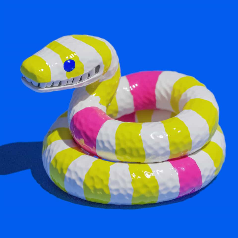 Pink & Yellow Serpent Coil Bangle