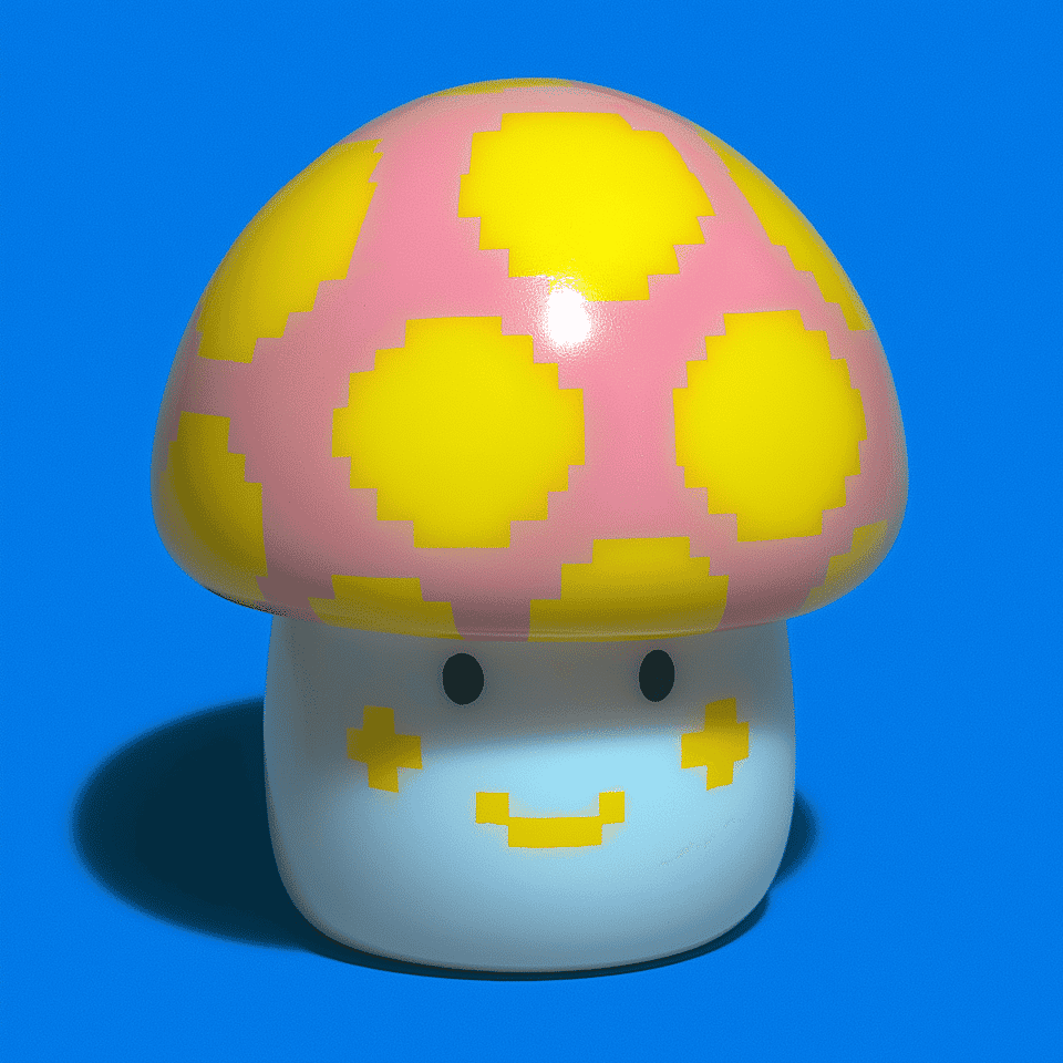 Voxel Mushroom Desk Buddy Figurine