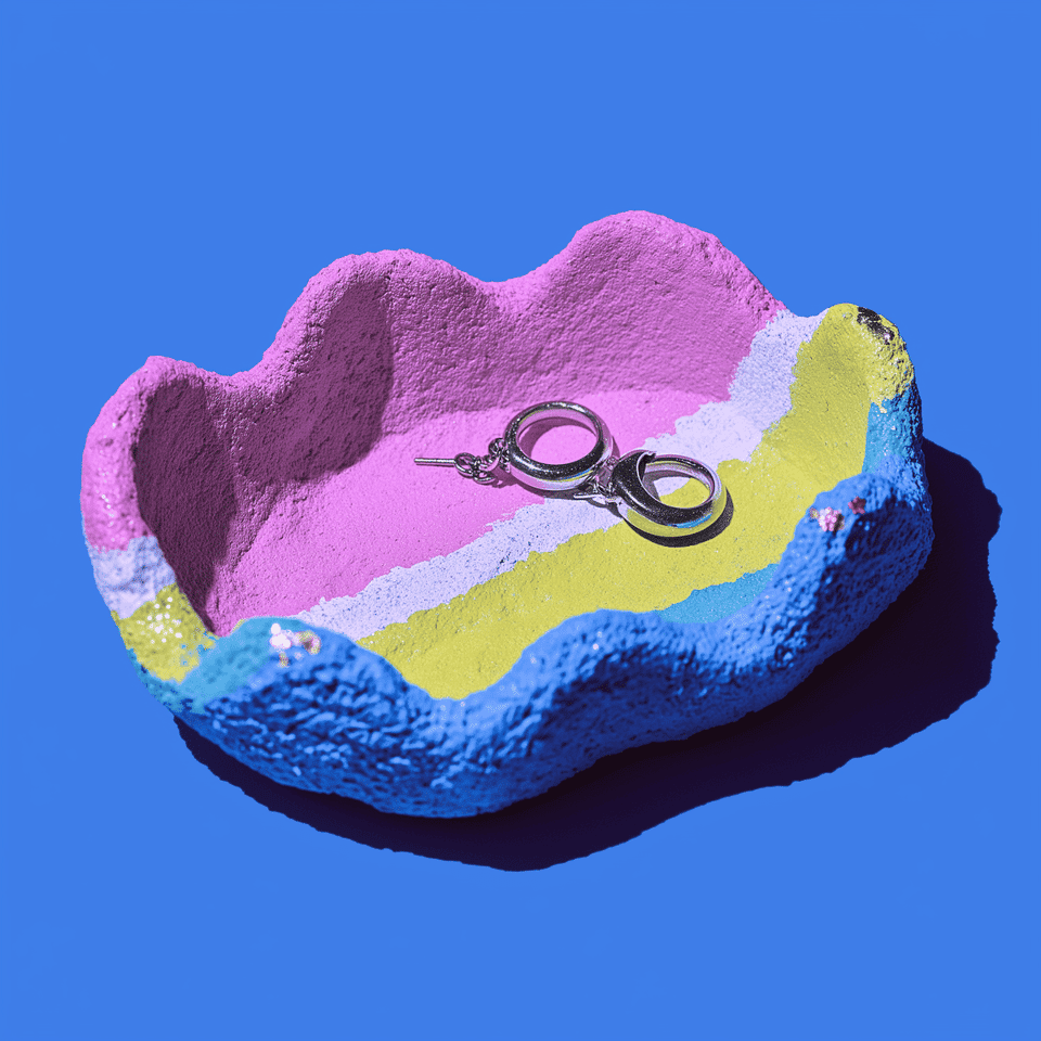 Rainbow Marbled Wavy Edge Ring Dish