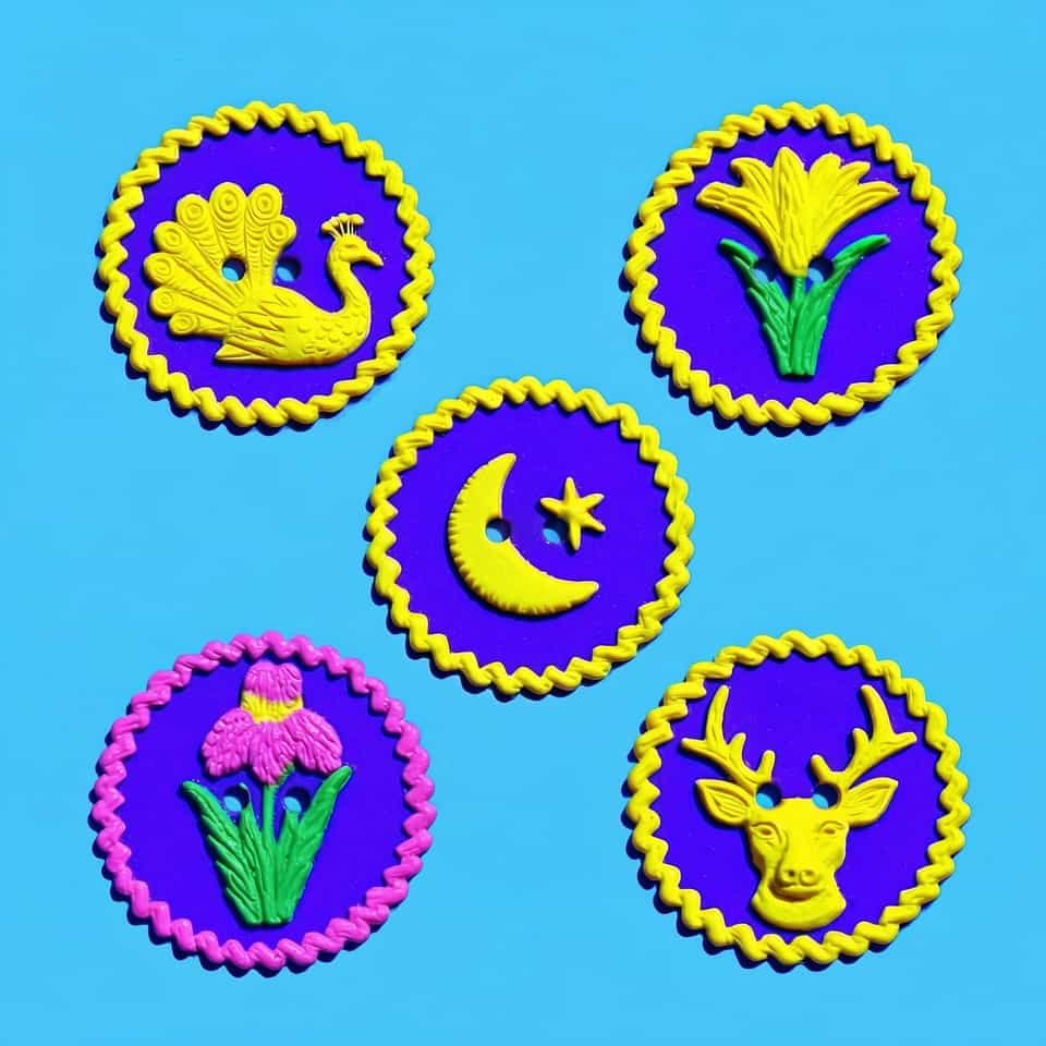 Purple Nature Relief Button Set