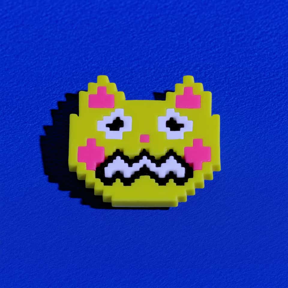 Worried Pixel Cat Pin