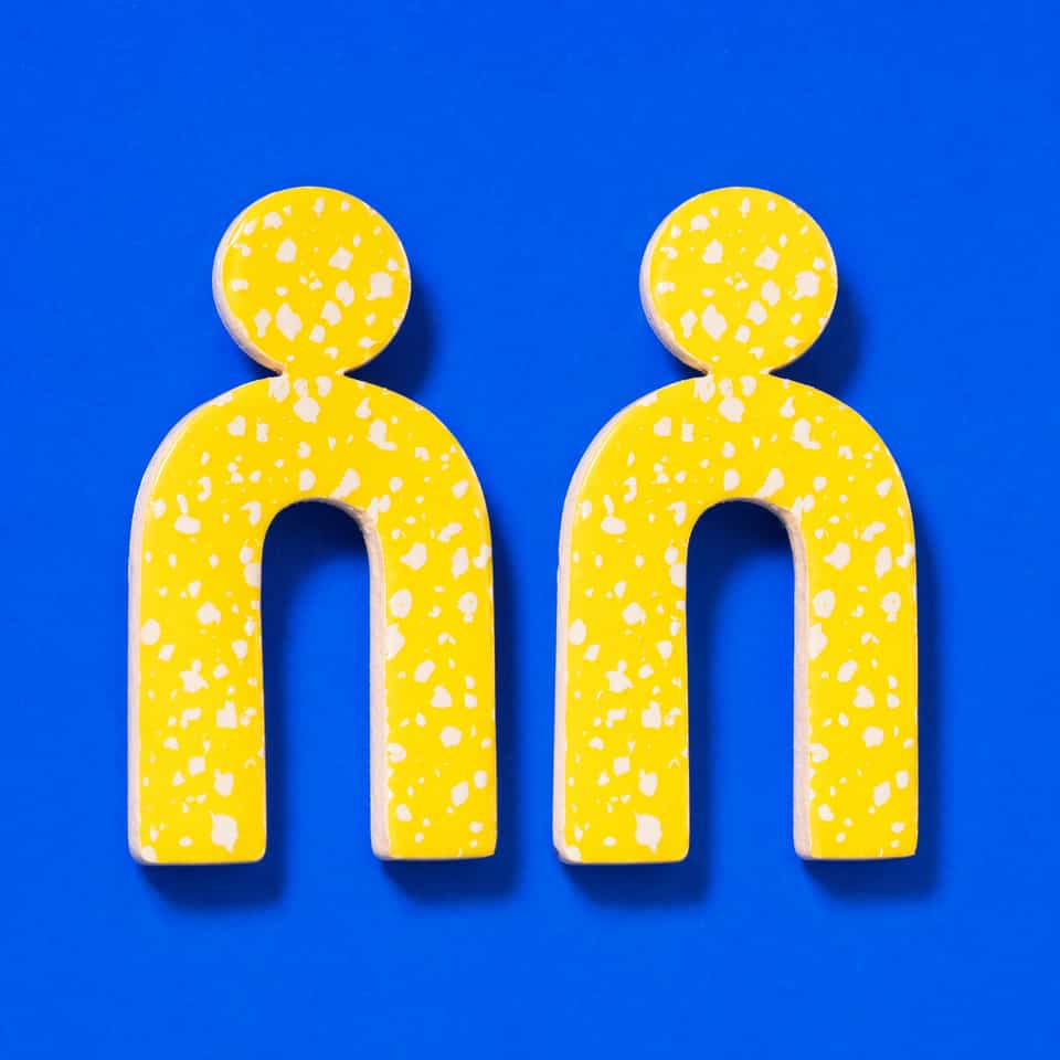 Yellow Speckled Arch Stud Earrings