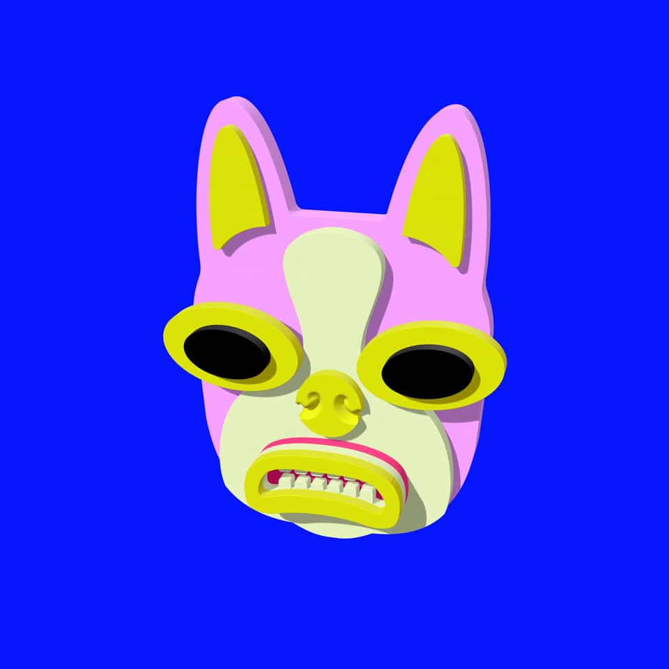 A 50 mm stacked Boston Terrier face with a magnet glued to its flat back.