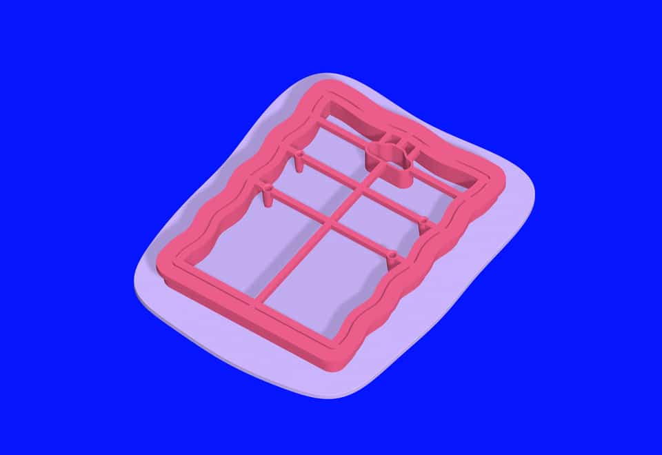 Press the through-hole cutter level into the lilac slab.
