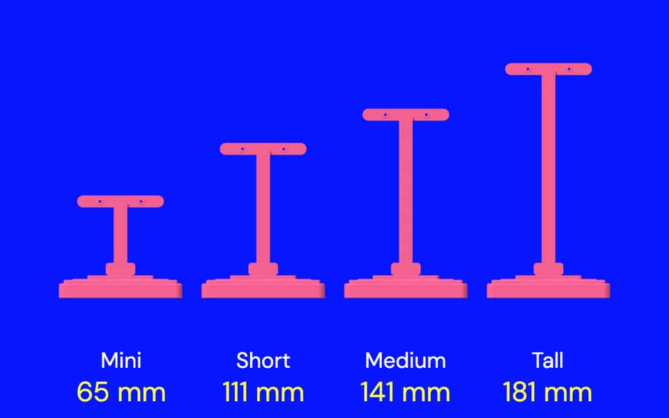 Room under the bar for each height.