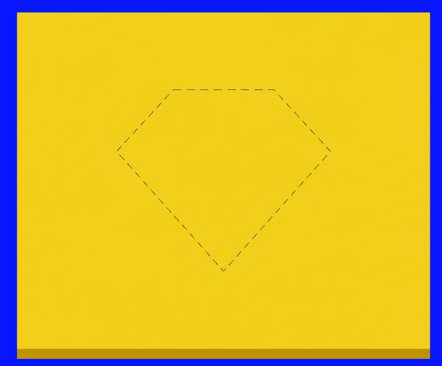 Prepare one oversized yellow blank; the dashed shape marks the later outline cut.